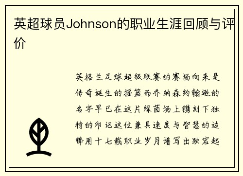 英超球员Johnson的职业生涯回顾与评价